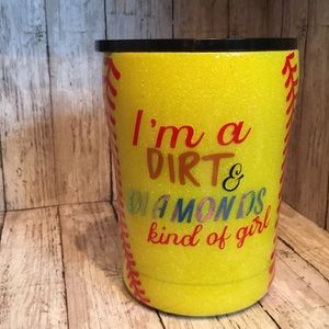 Softball theme glitter tumbler
